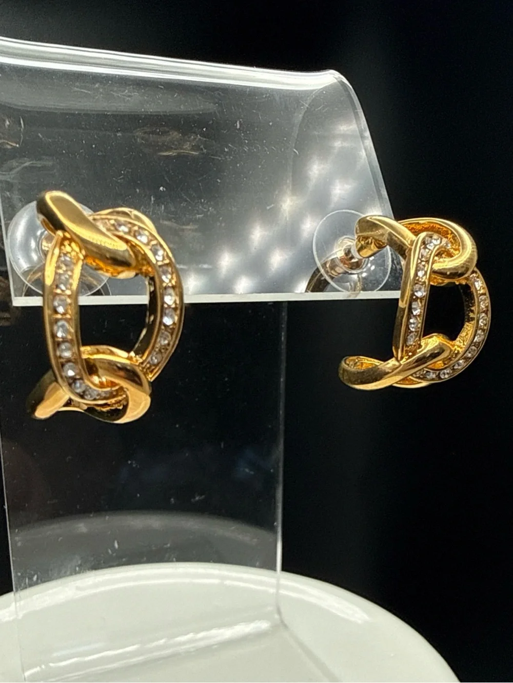 Source Unknown Gold-Tone Crystal Link Earrings